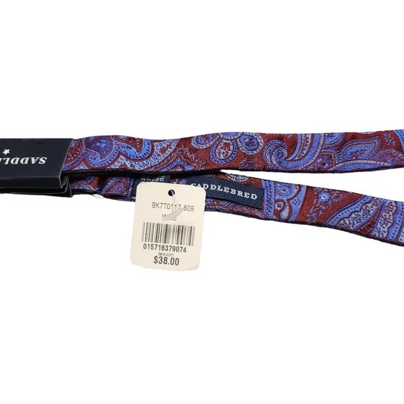 Saddlebred - 100% Silk Paisley Bow Tie - Purple &‎ Burgundy - NWT - Picture 3 of 5